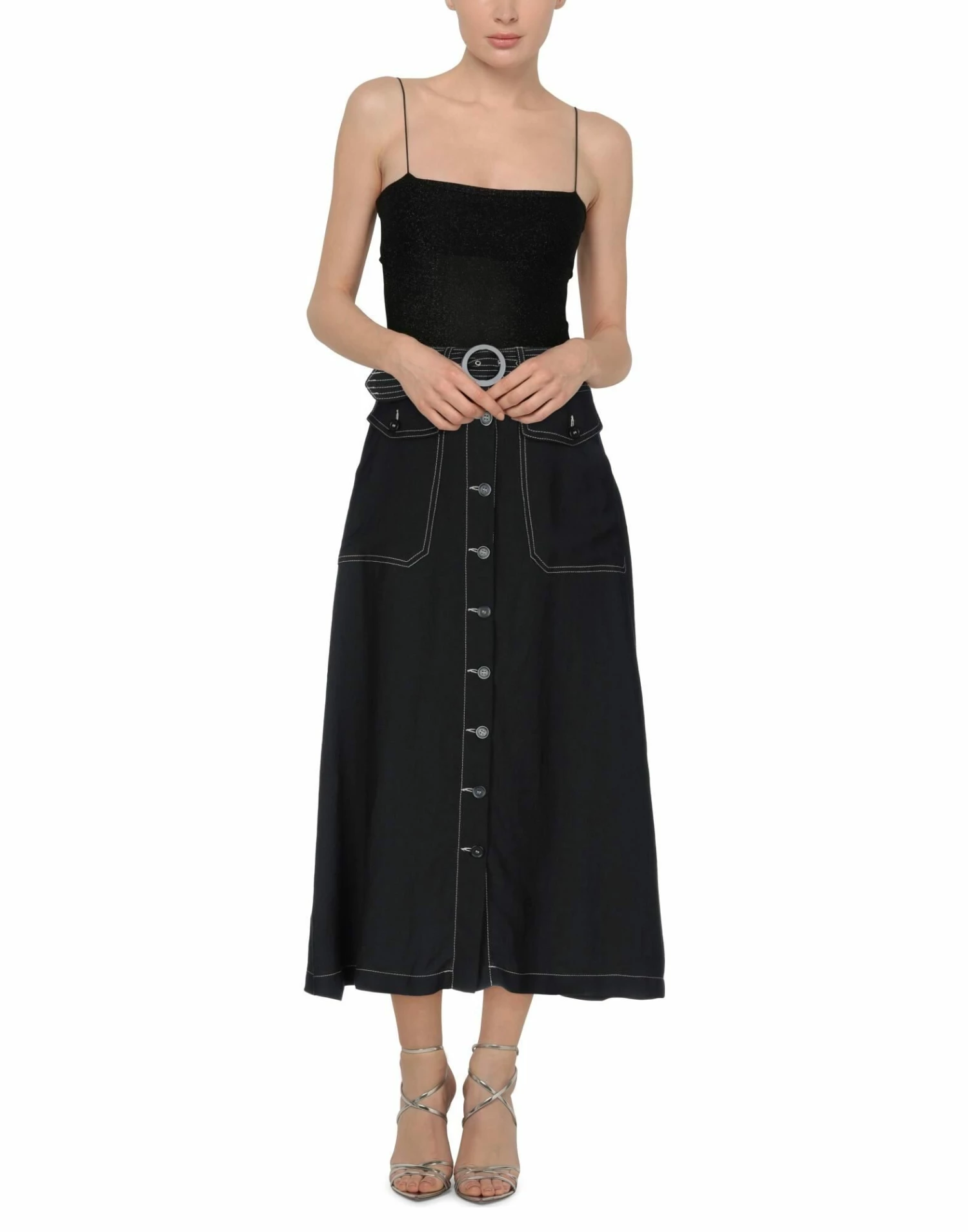 SEVENTY SERGIO TEGON Midi Skirt For Women Sage Green - Image 2