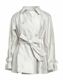 SEVENTY SERGIO TEGON Double Breasted Pea Coat For Women Light Grey