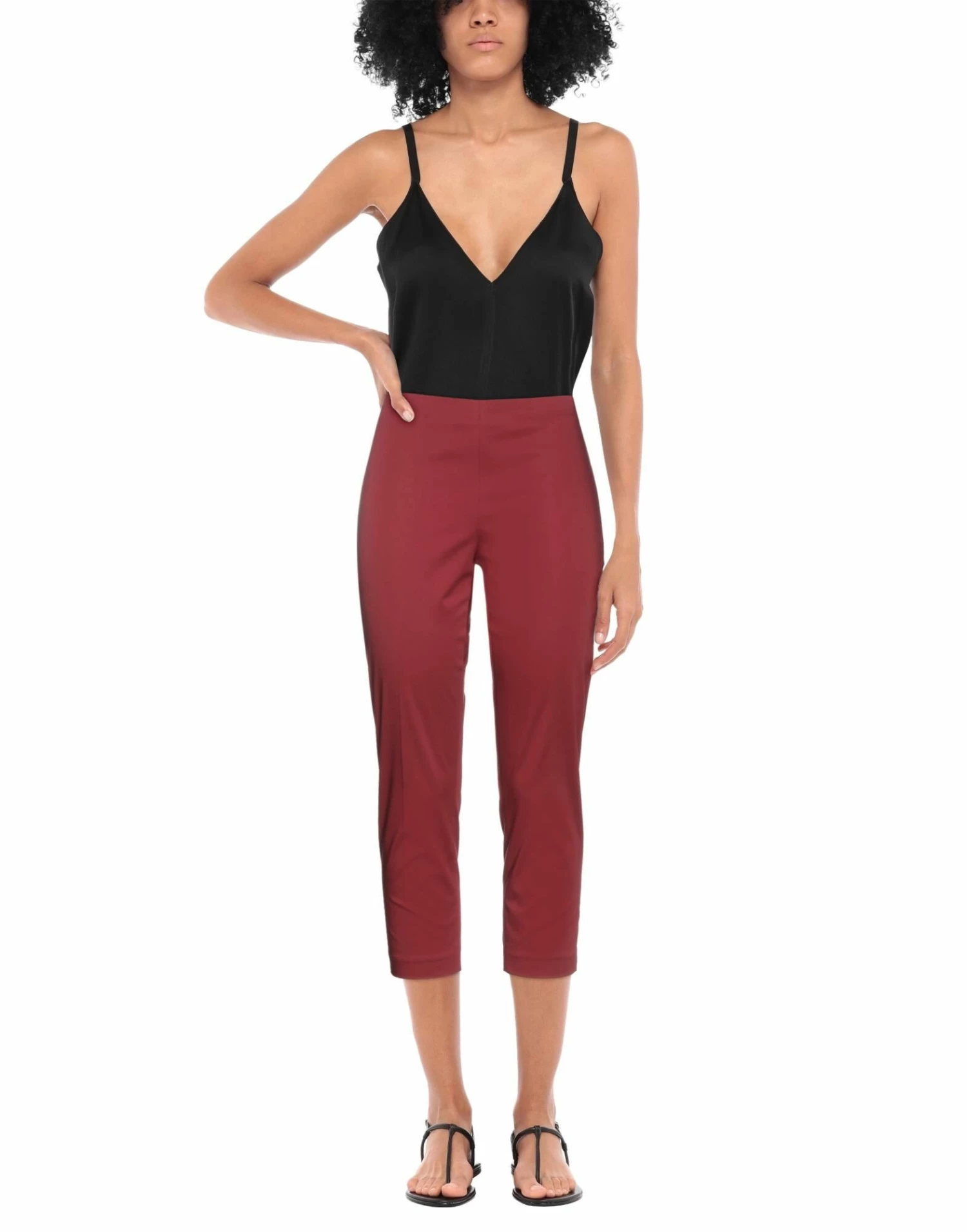 SEVENTY SERGIO TEGON Cropped Pants & Culottes For Women Maroon - Image 2
