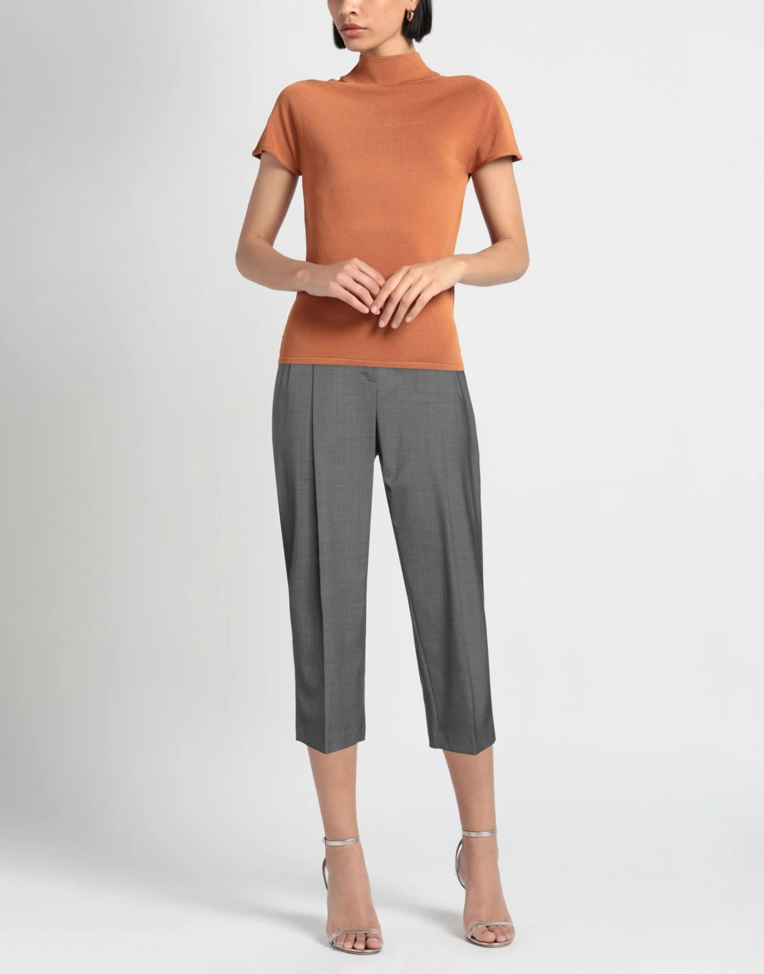 SEVENTY SERGIO TEGON Cropped Pants & Culottes For Women Grey - Image 2