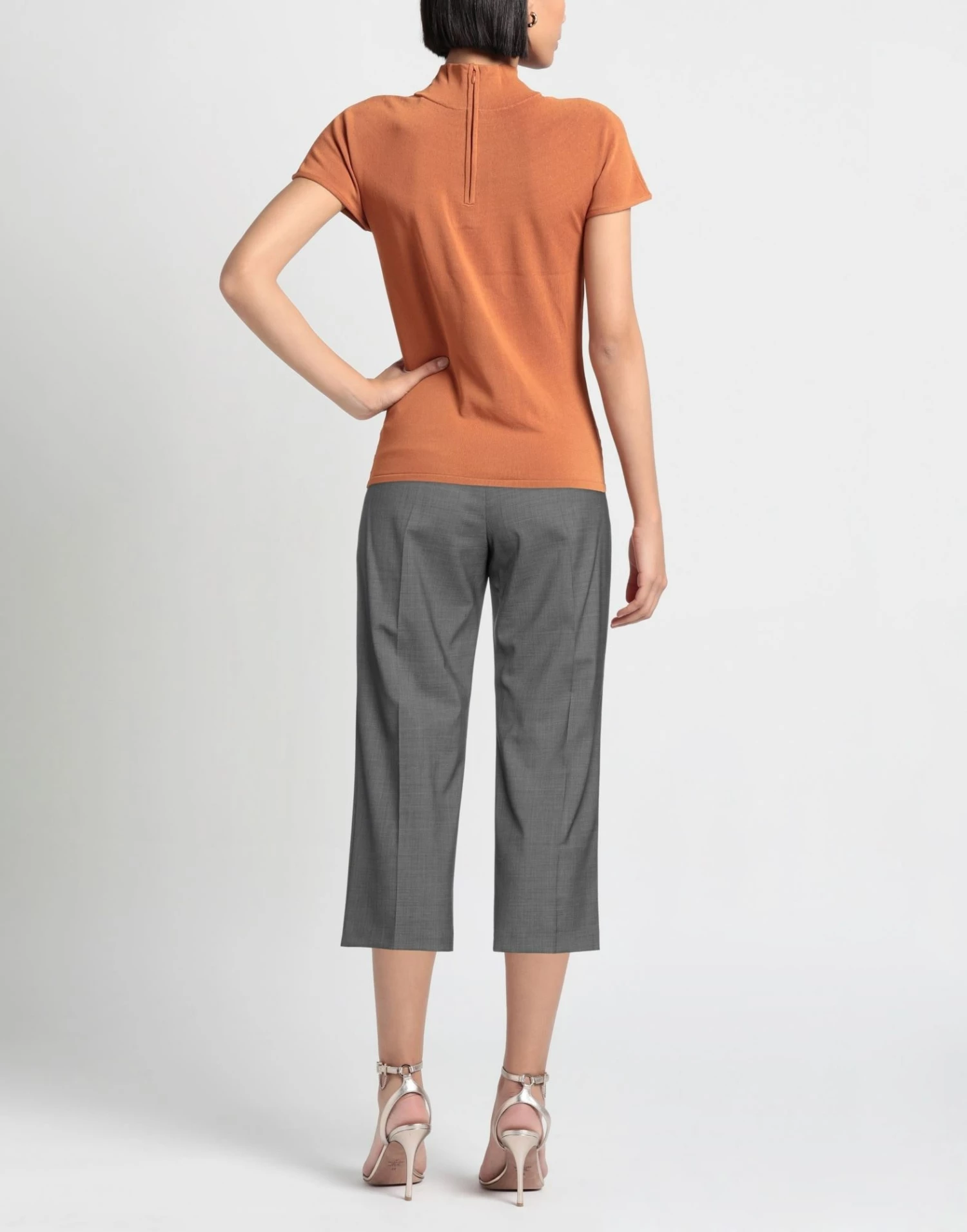 SEVENTY SERGIO TEGON Cropped Pants & Culottes For Women Grey - Image 3